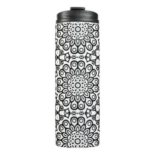 Traditional sunflower batik pattern ornamentscroll thermal tumbler