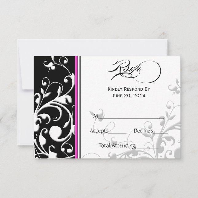 Traditional Swirls | Wedding RSVP Card (Front)