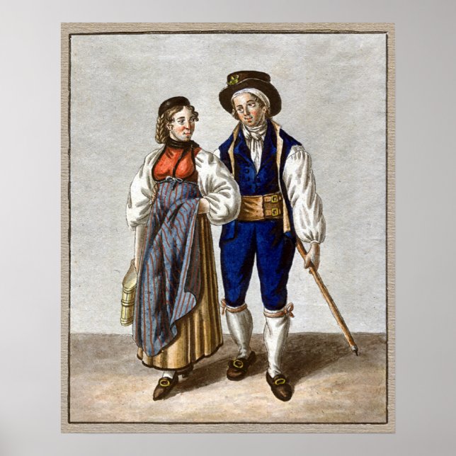 Traditional Swiss Couple from Oberhasli, Bern Poster (Front)