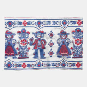 Traditional Swiss Folklore pattern Tea Towel