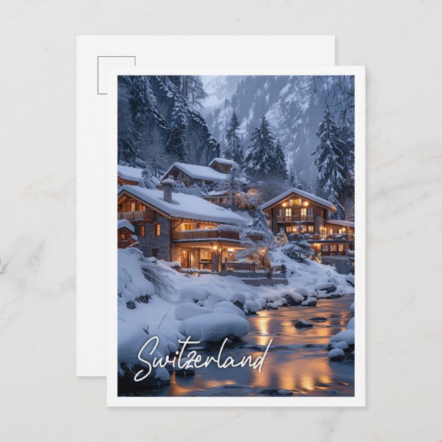 Traditional Swistzerland chalet amidst snowy alps Postcard (Front/Back)