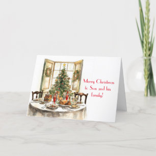 TRADITIONAL TABLE SON AND FAMILY CHRISTMAS CARD