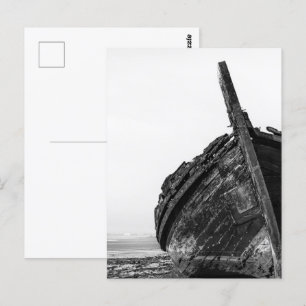 Traditional Tagus River sailboat burnt and wrecked Postcard