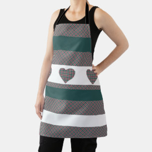Traditional Tartan Pattern With Hearts Apron