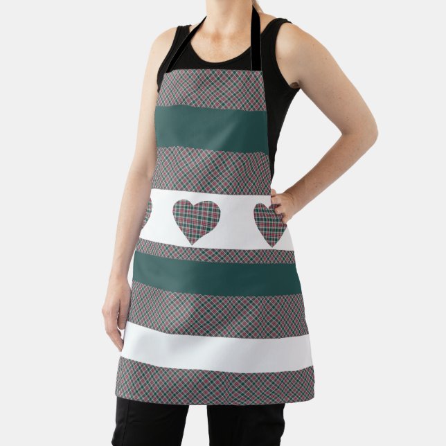 Traditional Tartan Pattern With Hearts Apron (Insitu)