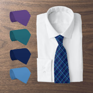 Traditional Tartan Plaid in Midnight Navy, Ocean.. Tie