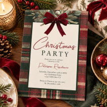 Traditional Tartan Plaid Red Bow Christmas
