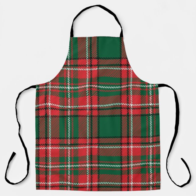 Traditional tartan: red-green plaid pattern. apron (Front)