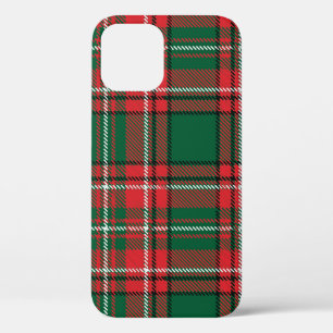 Traditional tartan: red-green plaid pattern. iPhone 12 case
