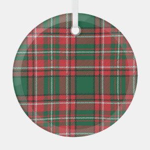 Traditional tartan: red-green plaid pattern. glass tree decoration