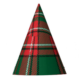 Traditional tartan: red-green plaid pattern. party hat