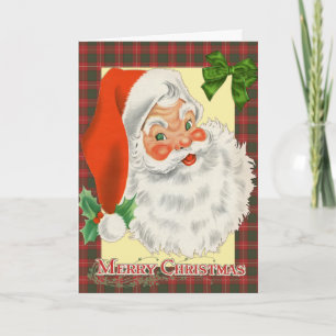 Traditional Tartan Santa Christmas Card