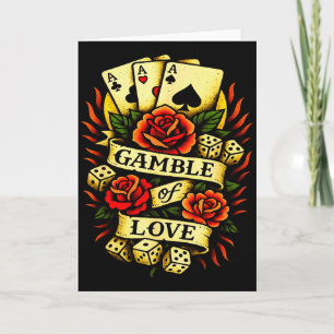 Traditional Tattoo Retro Tattoo Roses Dice Cards V