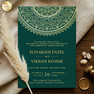 Traditional Teal Gold Mandala Indian Wedding