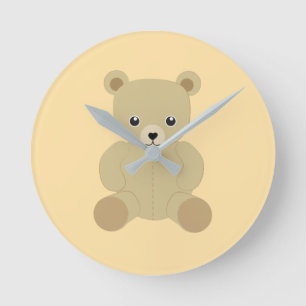 Traditional Teddy Bear Round Clock
