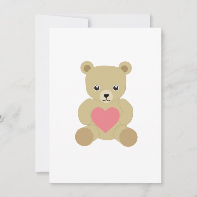Traditional Teddy Bear with Heart Card (Front)