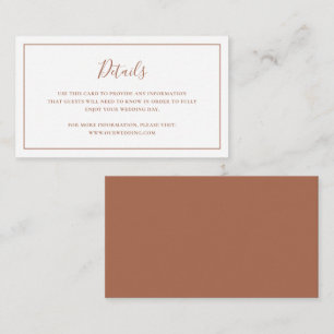 Traditional Terracotta Elegant Wedding Enclosure Card