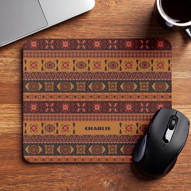 Traditional Terracotta Ethnic Tribal Boho Pattern Mouse Mat (Creator Uploaded)