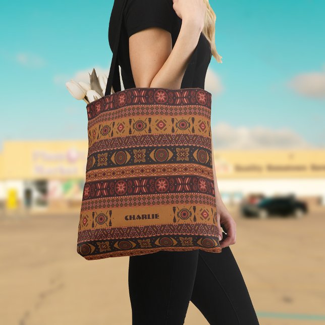 Traditional Terracotta Ethnic Tribal Boho Pattern Tote Bag (Creator Uploaded)