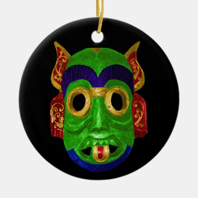 Traditional Thai Mask Ceramic Tree Decoration (Front)