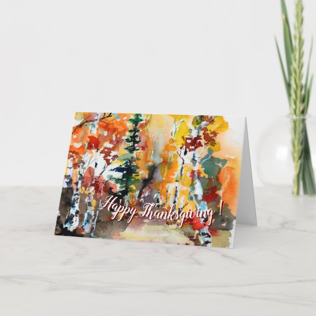 Traditional Thanksgiving Autumn Watercolor Art Card (Front)