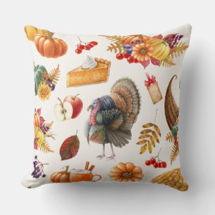 Traditional Thanksgiving Holiday Throw Pillow
