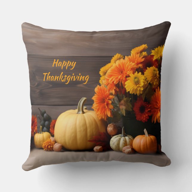 Traditional Thanksgiving Throw Pillow (Back)
