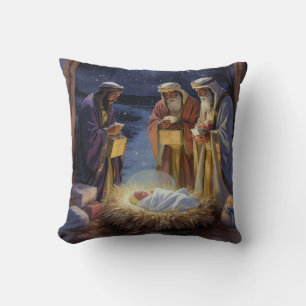 Traditional Three Wise Men Nativity Cushion