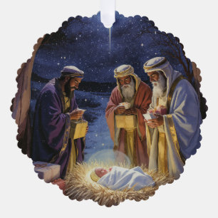 Traditional Three Wise Men Nativity Tree Decoration Card