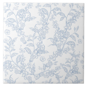 Traditional Toile-De-Jouy Chinoiserie Pattern Tile