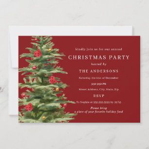 Traditional Tree Christmas Party Invitation