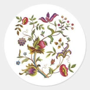Traditional Tree of Life Embroidery Pattern Classic Round Sticker