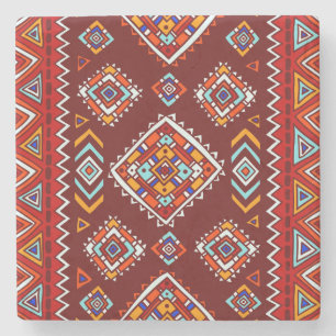 Traditional tribal, ethnic seamless texture. stone coaster