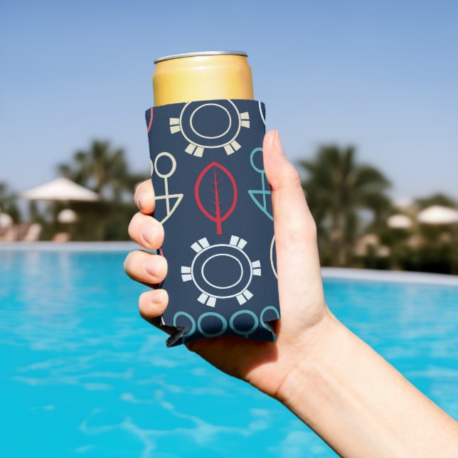 Traditional Tribal Pattern Art Seltzer Can Cooler (In Situ Pool)