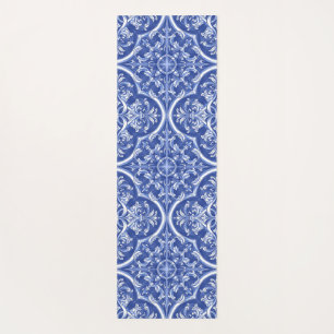 Traditional Tribal Watercolor Portuguese Azulejos Yoga Mat