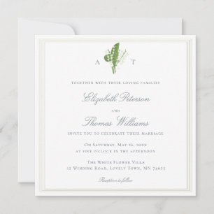 Traditional Triple Embossed Lilly Valley Wedding Invitation