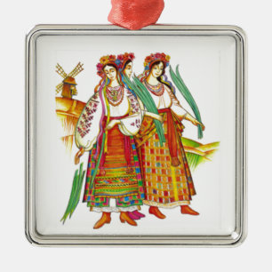 Traditional Ukrainian Dress from Kyivschyna Metal Tree Decoration