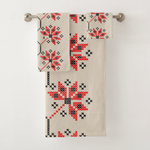 Traditional Ukrainian Embroidered Bathroom Towels