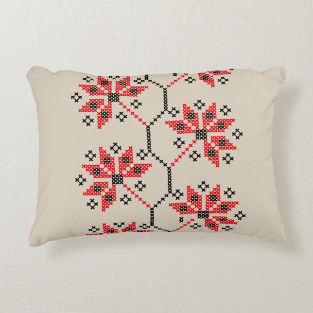 Traditional Ukrainian Embroidered Throw Pillow (Front)