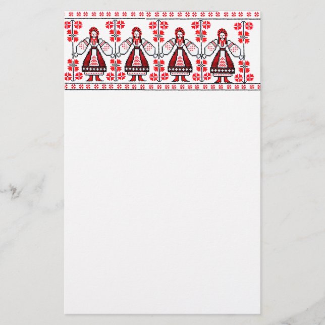 Traditional Ukrainian embroidery ukraine girls Stationery (Front)