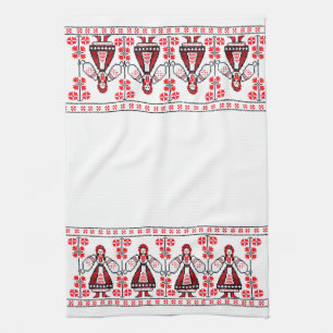 Traditional Ukrainian embroidery ukraine girls Tea Towel
