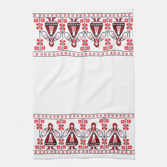 Traditional Ukrainian embroidery ukraine girls Tea Towel (Vertical)