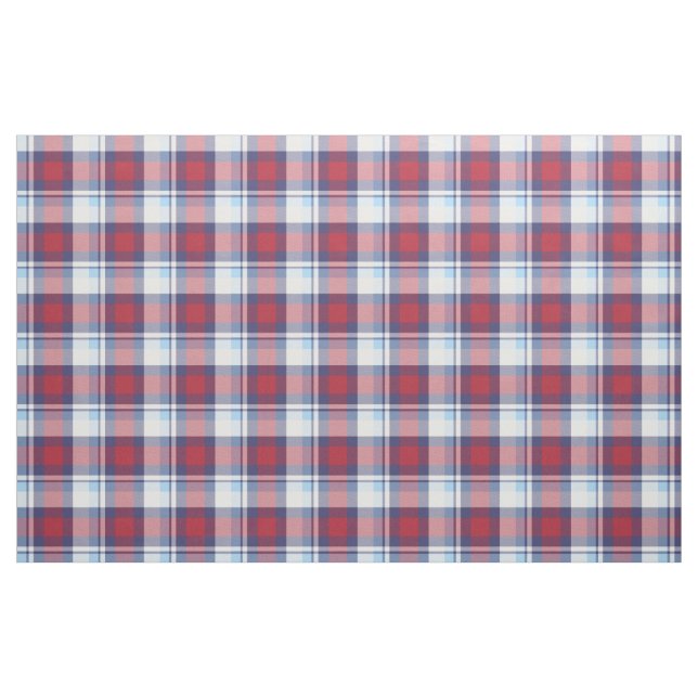Traditional USA Red White Blue Tartan Pattern Fabric (Fat Quarter)
