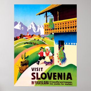 Traditional village in Slovenia, Yugoslavia Poster