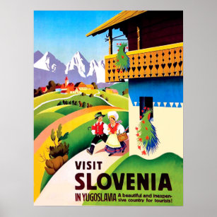 Traditional village in Slovenia, Yugoslavia Poster