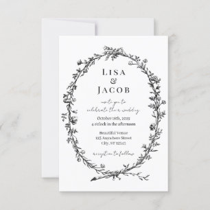 Traditional Vines Formal Wedding Invitation