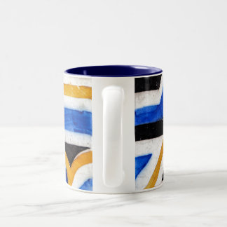 traditional vintage azulejo mosaic tile Portugal Two-Tone Coffee Mug
