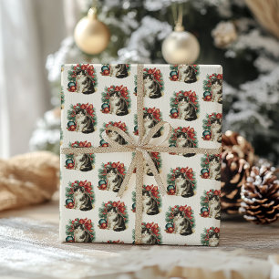 Traditional Vintage Cat Christmas Wrapping Paper