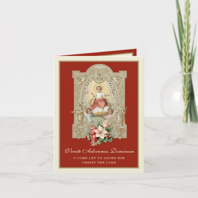 Traditional Vintage Catholic Christmas Photo  Holiday Card (Front)