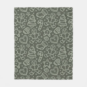 Traditional Vintage Christmas Gingerbread Man Fleece Blanket